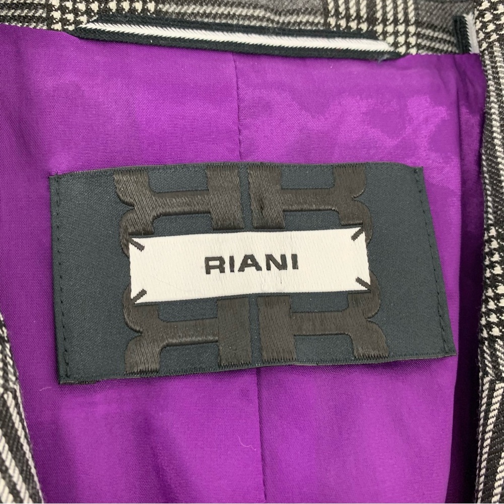 Riani Blazer Sz 8 Wool Blend 2 Buttons Black White Houndstooth Checkered Elegant - Picture 9 of 16